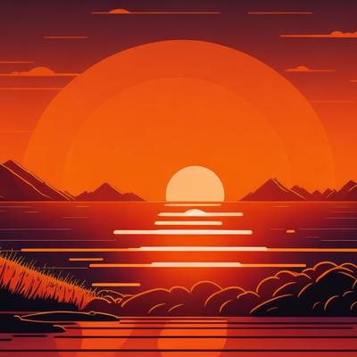 Sunset ocean illustration - KDE Store