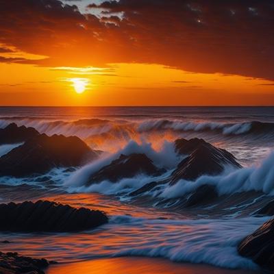 Ocean wave sunset wallpaper - KDE Store
