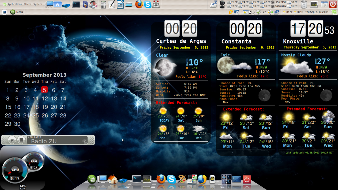 Conky HTC style clock + detailed weather