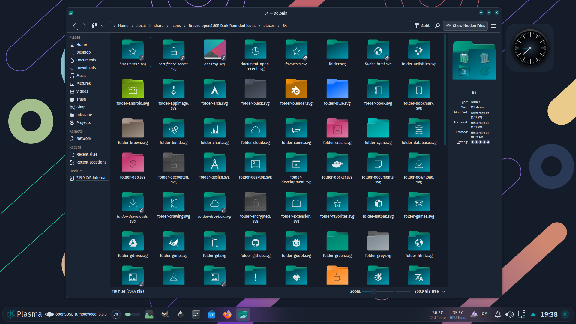 Breeze openSUSE Dark Rounded Icons - KDE Store
