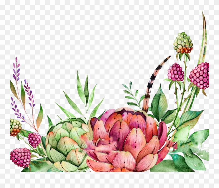 Colorful Succulents Watercolor Border Clipart - Pling.com