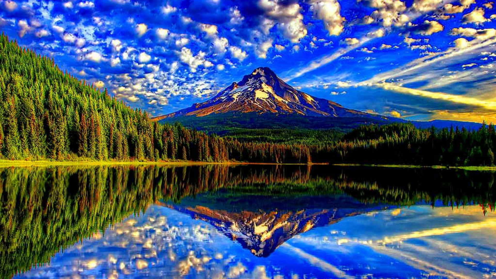 Blue Sky White Cloud Rock Mountain Snow Forest hd wall Eyecandy