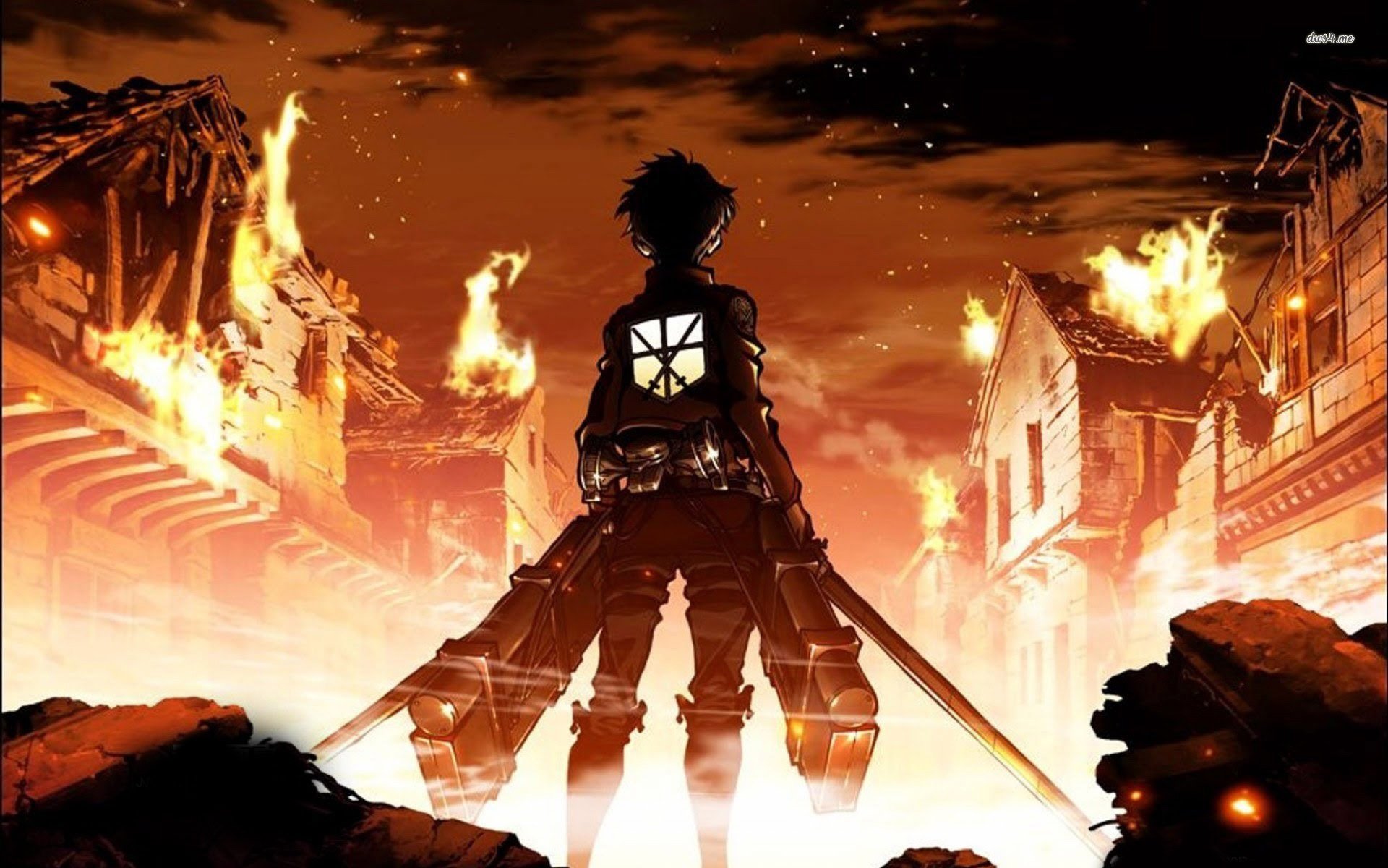 Attack On Titan Eren Yeager Fire Hd Wallpaper Pling Com