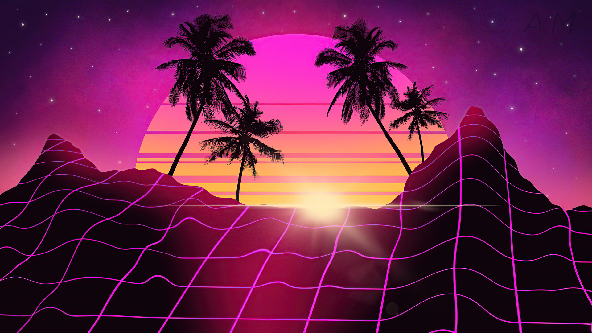 Sunset Sky And Palm Trees Stock Illustration - Download Image Now -  Backgrounds, Beach, Miami - iStock