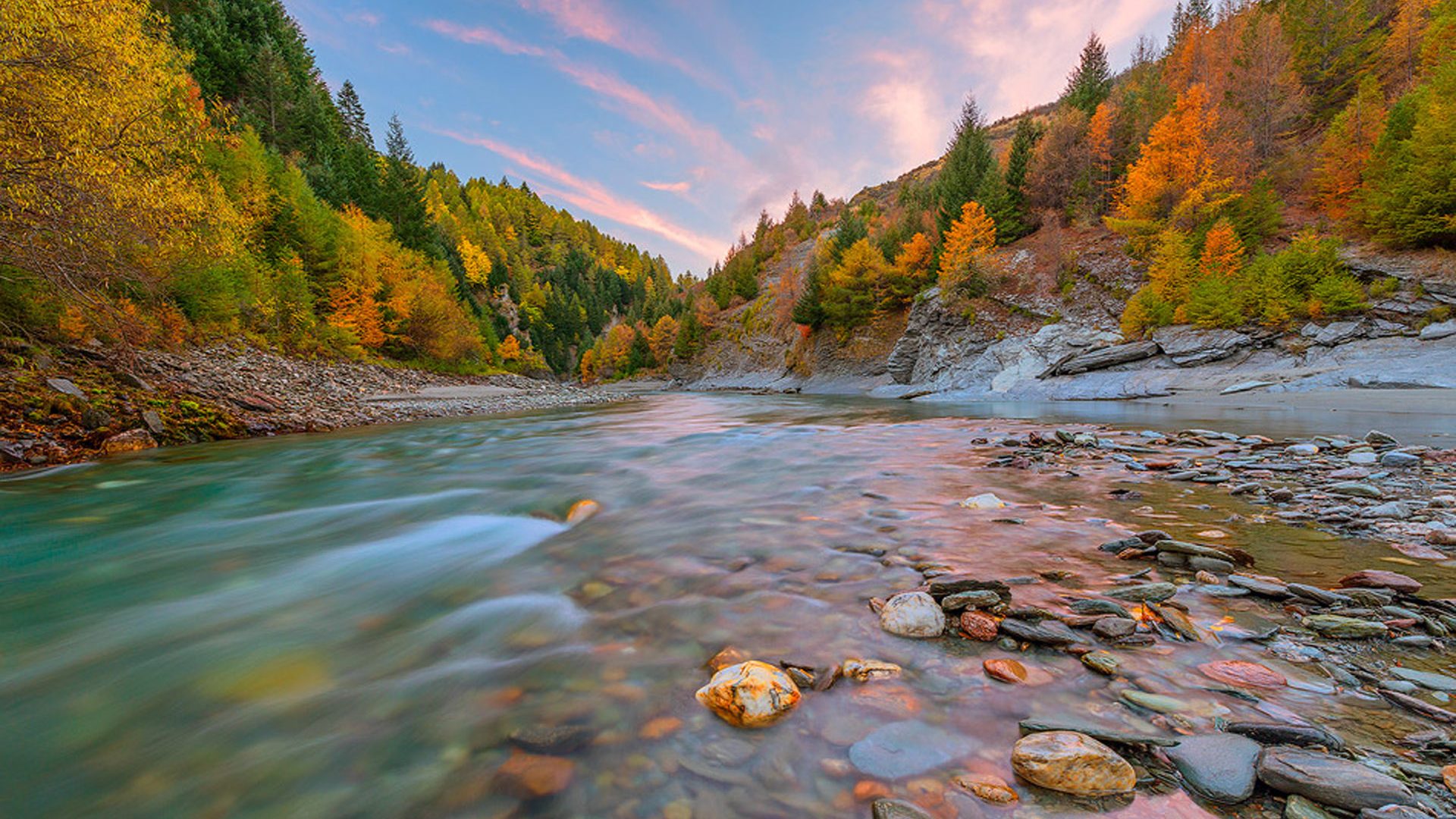 Canyon In Autumn Colors Mountain River Stones Gravel Tree Eyecandy For Your Xfce Desktop Xfce Look Org