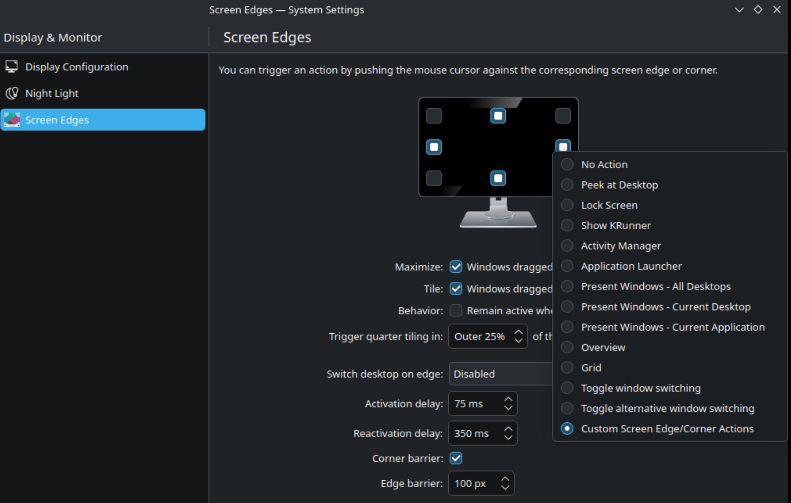 Custom Screen Edges Actions - KDE Store