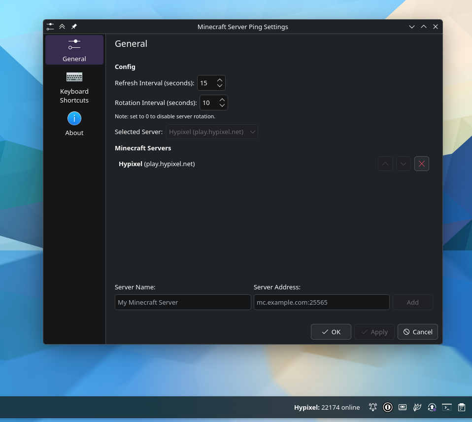 MCPing - Minecraft Server Status Plasmoid - KDE Store