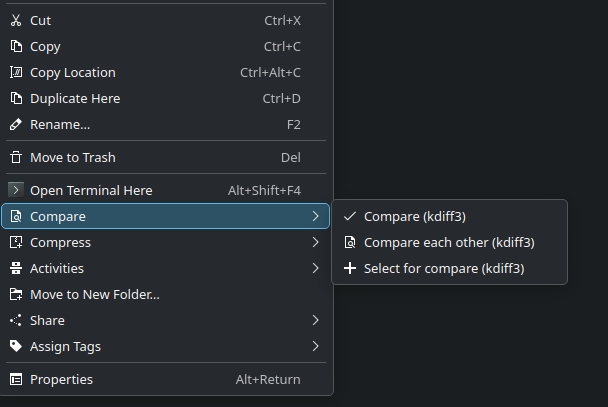 Kdiff3 Compare Menu [flatpak] - KDE Store