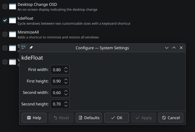 KDE Float - Center window - KDE Store
