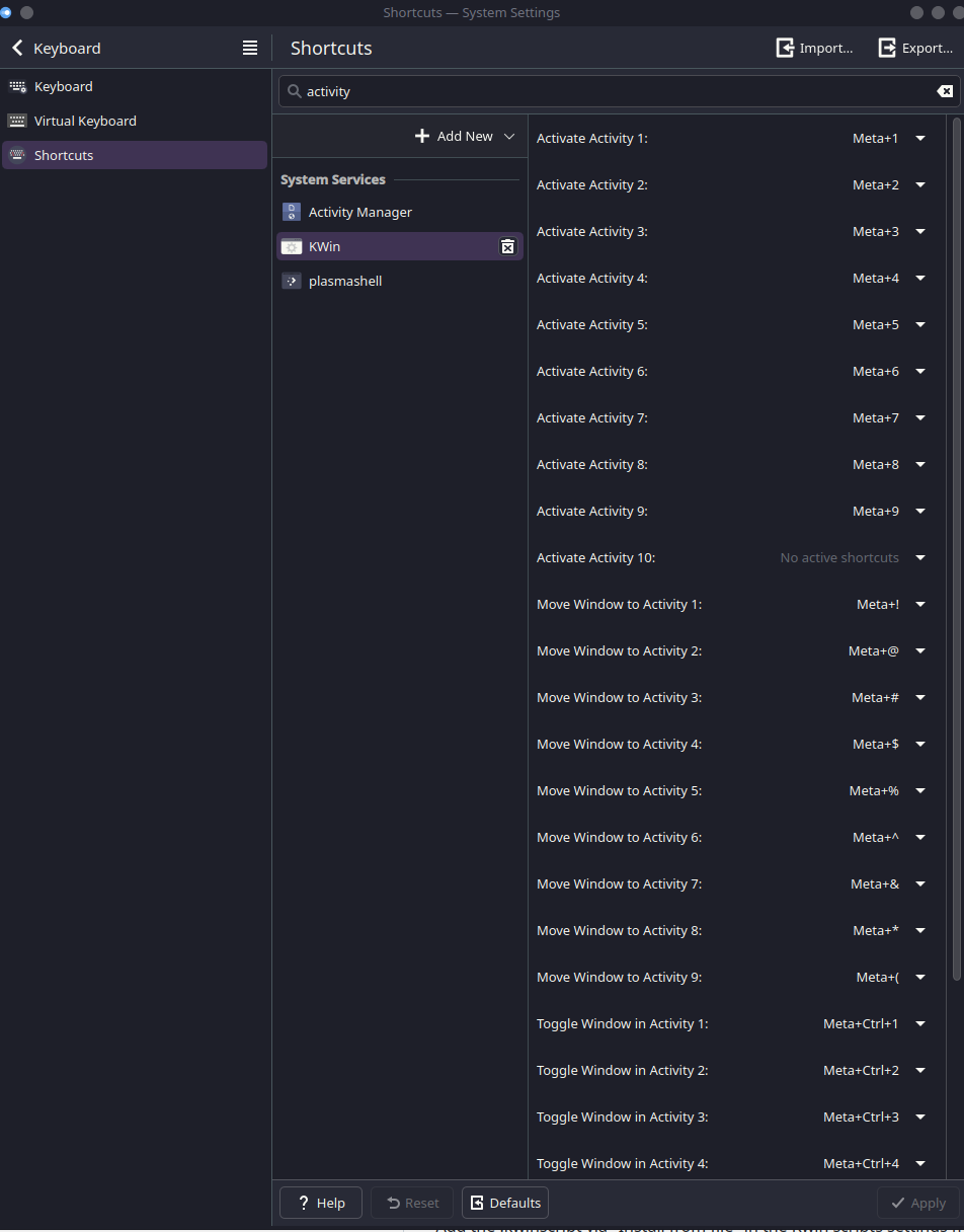 Activity Switcher Shortcuts - KDE Store
