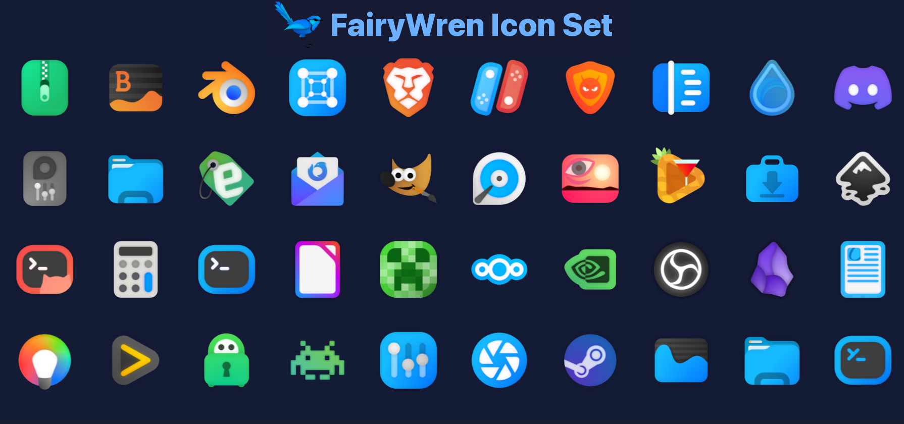 FairyWren - Icon Set - Blue - KDE Store