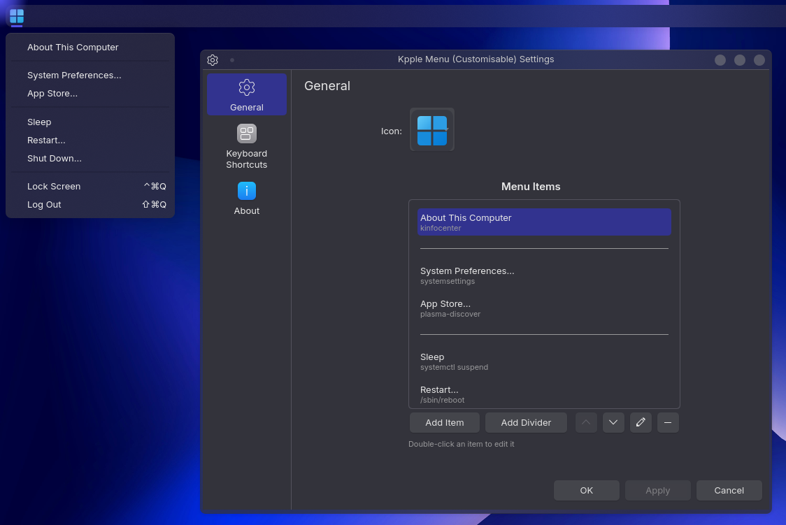 Kpple Menu - Customizable - KDE Store