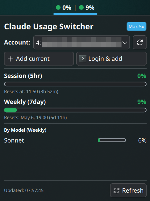 Claude Usage Switcher - KDE Store